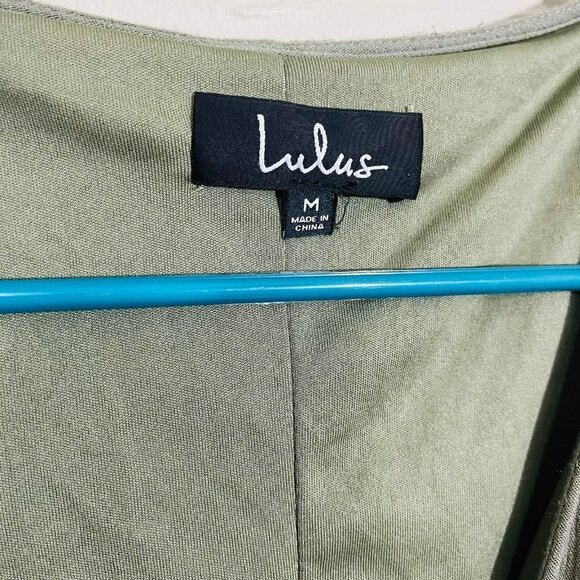Lulu's Kiss and Pastel Olive Green Wrap Dress Mini SZ M - Picture 3 of 10